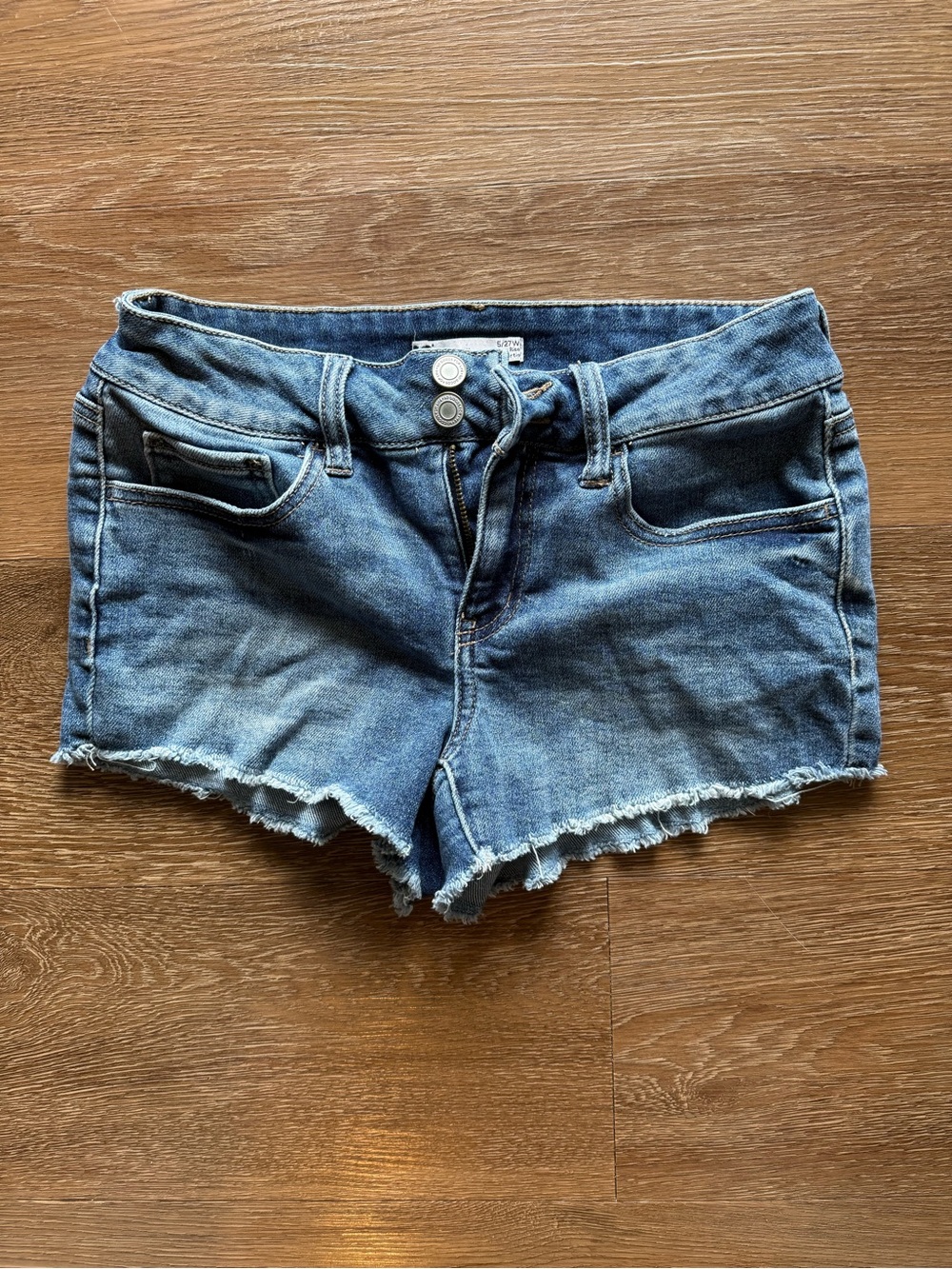 SO Light Blue Frayed Hem Denim Shorties